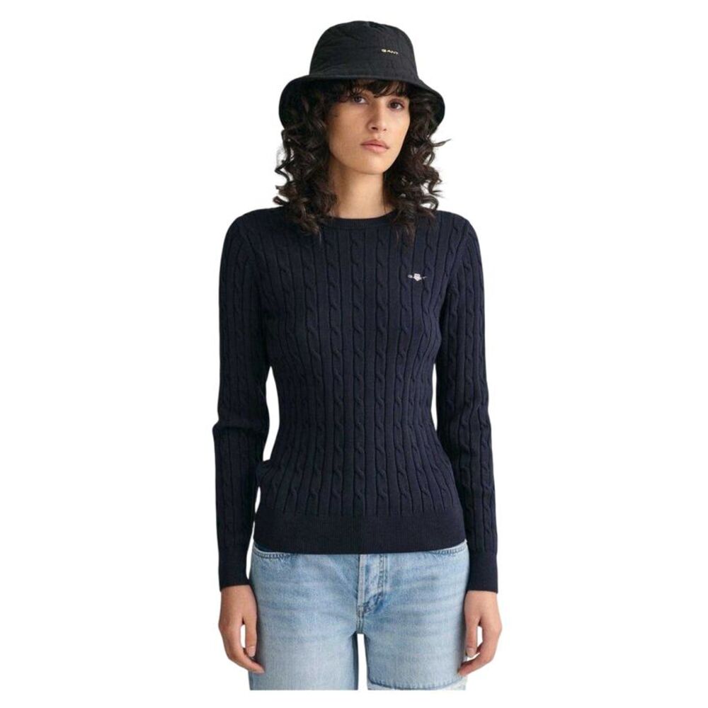 Gant Womens/Ladies Cable Knit Cotton Crew Neck Pullover / Evening Blue